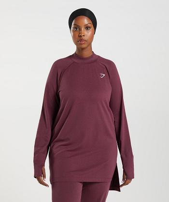 Gymshark Vital Seamless Long Line Ženske Ošišane Majice Bordo | HR 3750ZUT